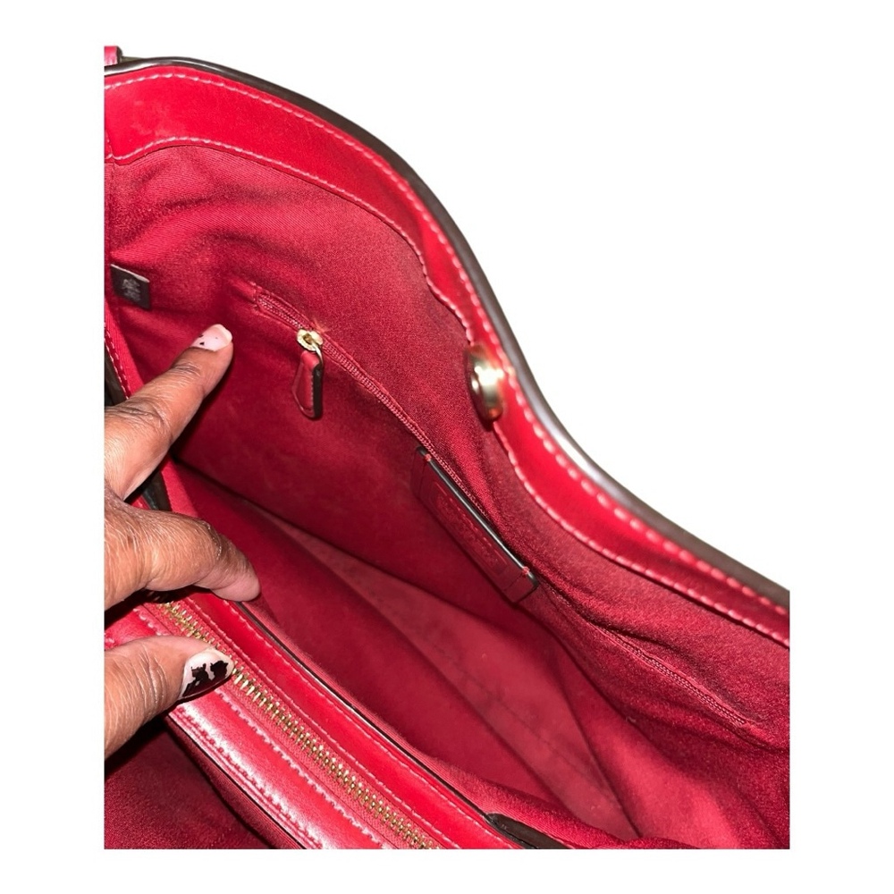Women's Coach Brown Monogram Red Trim Shoulder Bag One Size - Picture 7 of 11